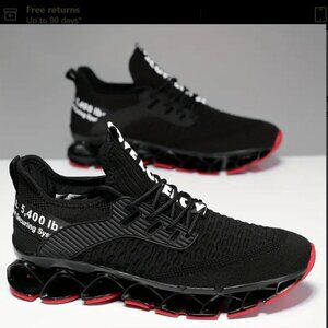 Unisex Blade Sole Knit Sneaker, Black, Men's 7 Women's 9, EU 40, New